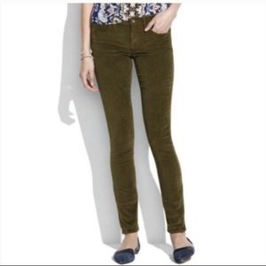 Madewell skinny olive green corduroy pants Size 27